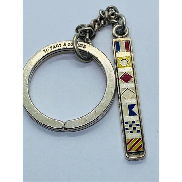 Tiffany & Co Accessories - TIFFANY & Co Sterling Silver 925 Nautical Boat Flag Enamel Keychain  READ